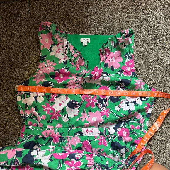 100% cotton J.Crew Printed V-neck ruffle midi dress sz 14 - Picture 3 of 12